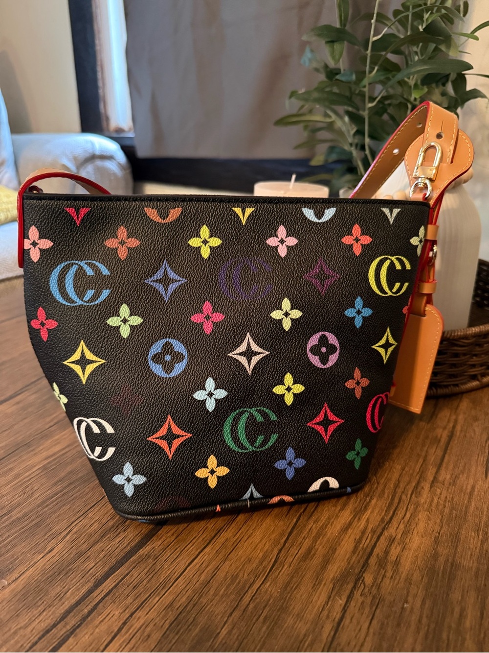 Black Multicolor Monogram Bucket Shoulder Bag